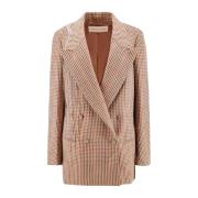 Geruite Wollen Blazer met Juweel Inzetstukken Dries Van Noten , Brown ...