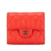 Pre-owned Leather wallets Chanel Vintage , Orange , Dames