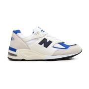 USA Gemaakt Wit/Blauw Sneakers New Balance , Multicolor , Heren