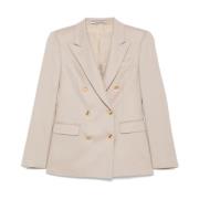 Beige Wollen Blend Blazer Jas Tagliatore , Beige , Dames