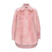 Faux-Fur Spread Kraag Jas Pinko , Pink , Dames