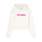 Contrast Logo Ivoor Hoodie Palm Angels , White , Dames