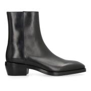 Kalfsleren Enkellaarzen Salvatore Ferragamo , Black , Heren