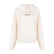 Witte Logo Print Hoodie Jil Sander , White , Dames