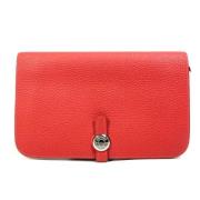 Pre-owned Leather wallets Hermès Vintage , Red , Dames