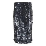 Blauwe Pailletten Midi Rok Bloemenapplicatie P.a.r.o.s.h. , Blue , Dam...