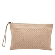 Pre-owned Leather pouches Bottega Veneta Vintage , Beige , Dames