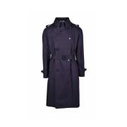 Blauwe Katoenen Double-Breasted Trenchcoat Aquascutum , Blue , Heren