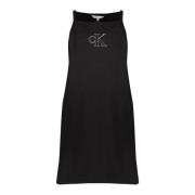 Korte Zwarte Jurk met Dunne Bandjes Calvin Klein , Black , Dames