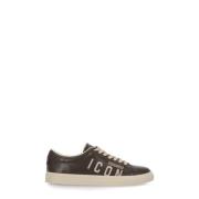 Bruine leren sneakers met logodetail Dsquared2 , Brown , Heren