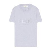 Katoenen T-shirt met logo Fendi , Gray , Dames