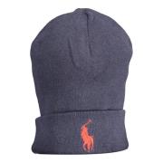 Blauwe Heren Geborduurd Logo Beanie Ralph Lauren , Blue , Heren