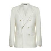 Elegante Ivory Heren Blazer Dolce & Gabbana , Beige , Heren