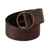 Luxe Leren Logo Riem met Ronde Gesp Dolce & Gabbana , Brown , Dames