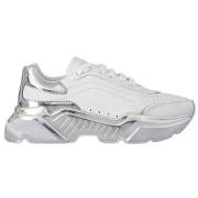 Witte leren lage spiegel sneakers Dolce & Gabbana , White , Heren