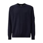 Blauwe Lamswollen Crewneck Trui C.p. Company , Blue , Heren