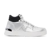 Zilveren Patent High Top Sneakers Versace Jeans Couture , Gray , Heren