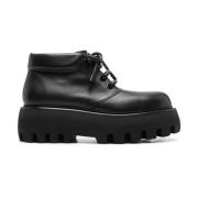 Zwarte platte schoenen met veters enkellengte Alexander McQueen , Blac...