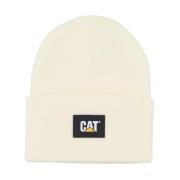 Room Label Cuff Beanie Elastische Stof CAT , Beige , Unisex