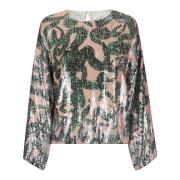 Paillet Lange Mouwen Top met Knoopsluiting Dries Van Noten , Green , D...