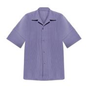 Geplooide korte mouwen overhemd Issey Miyake , Purple , Heren