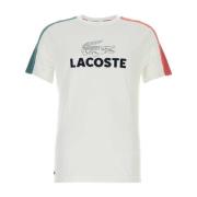 Polyester Wit T-shirt Lacoste , White , Heren