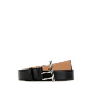 Klassieke Zwarte Leren Riem Alexander McQueen , Black , Dames