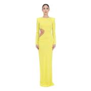 Gele Lange Jurk Rode Loper Stijl Elisabetta Franchi , Yellow , Dames