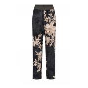 Bloemenprint Jersey Broek Zwart/Zand Gustav , Black , Dames