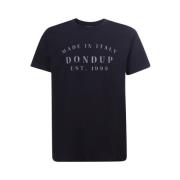 Zwarte Crew-neck T-shirt met Logo Dondup , Black , Heren