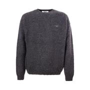 Antraciet Crew-neck Sweater met Logo Borduurwerk Msgm , Gray , Heren