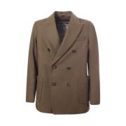 Peak Lapel Lichtbruine Wollen Jas Circolo 1901 , Brown , Heren