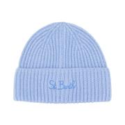 Gebreide Beanie met Iconisch Logo MC2 Saint Barth , Blue , Dames