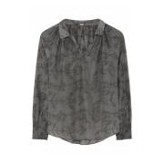 Vrouwelijke Blouse met V-hals en Borduurwerk Gustav , Gray , Dames