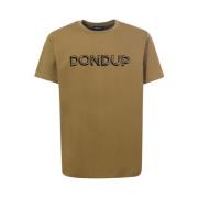 Militaire Crew-neck T-shirt met Logo Dondup , Green , Heren