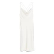 Witte Midi Slip Jurk met Waterfall Halslijn Rotate Birger Christensen ...