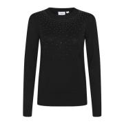 Zwarte Gebreide Pullover met Similisten Detail Saint Tropez , Black , ...