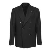 Zwarte Double-Breasted Blazer Tagliatore , Black , Heren