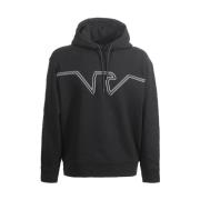 Zwarte hoodie met reliëflogo Emporio Armani , Black , Heren