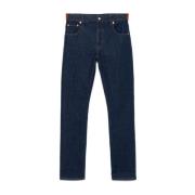 Denim Jeans met Web-Stripe Trim Gucci , Blue , Heren