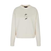 Organische Katoen Crewneck Sweater Logo Print Armani Exchange , White ...