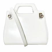 Pre-owned Leather handbags Salvatore Ferragamo Pre-owned , White , Dam...