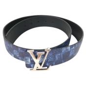 Pre-owned Leather belts Louis Vuitton Vintage , Blue , Heren