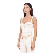 Witte Butter Korset met Ritsmotief Elisabetta Franchi , Beige , Dames