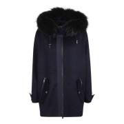 Blauwe Wollen Parka voor Vrouwen P.a.r.o.s.h. , Blue , Dames