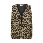 Gewatteerd vest in Camel/Leo print Only Carmakoma , Brown , Dames