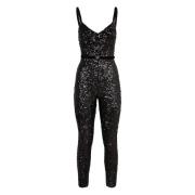 Paillet jumpsuit met fluwelen riem Elisabetta Franchi , Black , Dames