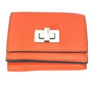 Pre-owned Leather wallets Fendi Vintage , Orange , Dames