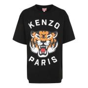 Zwart T-shirt met Lucky Tiger Print Kenzo , Black , Dames