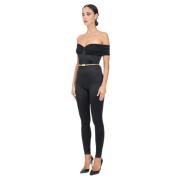 Zwarte Elegant Jumpsuit met Lurex Band Elisabetta Franchi , Black , Da...